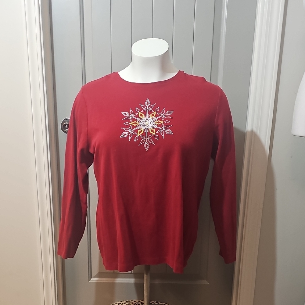 Croft & Barrow Red Long Sleeve Blouse
